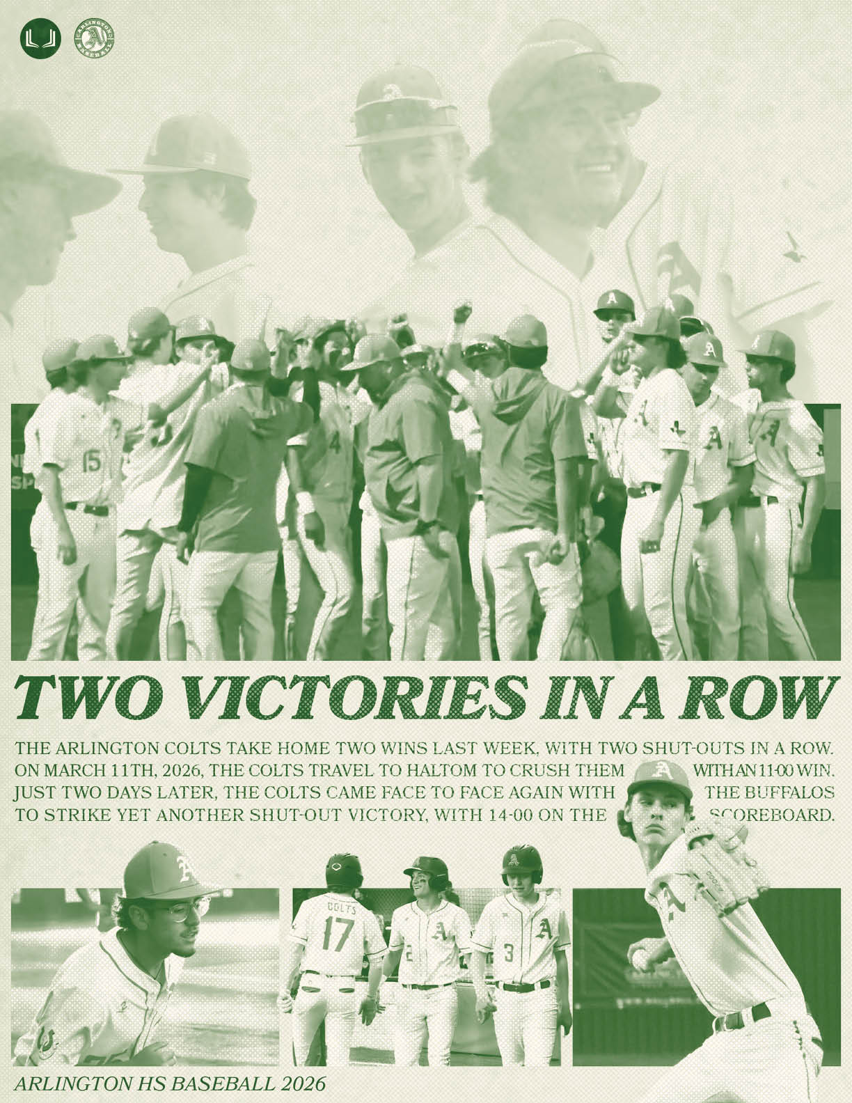 Baseball players celebrating two victories in a row. AI generated content