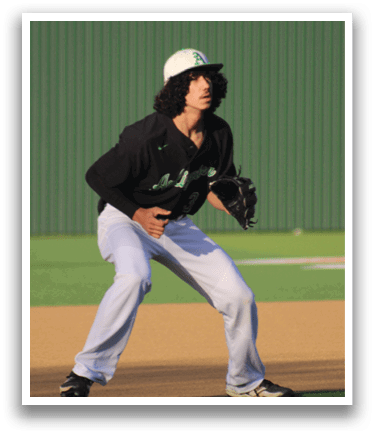 A baseball player wearing a black shirt and white pants is standing on the field, ready to catch a ball. AI generated content