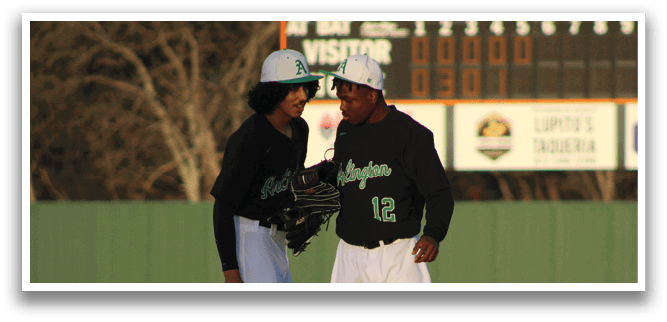 Two baseball players wearing black and white uniforms are standing on a field. AI generated content