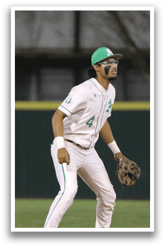 A baseball player in a white uniform is standing on a baseball field. AI generated content