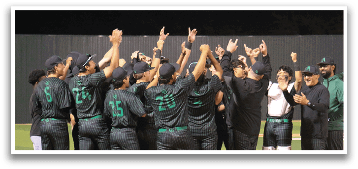 A group of baseball players are huddled together on the field, celebrating their win. AI generated content