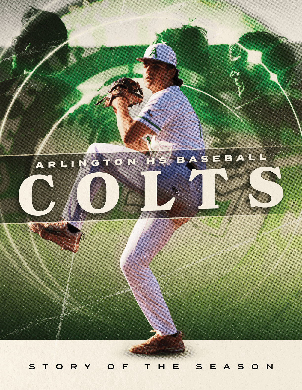 A baseball player in a white uniform with a green hat and glove. AI generated content