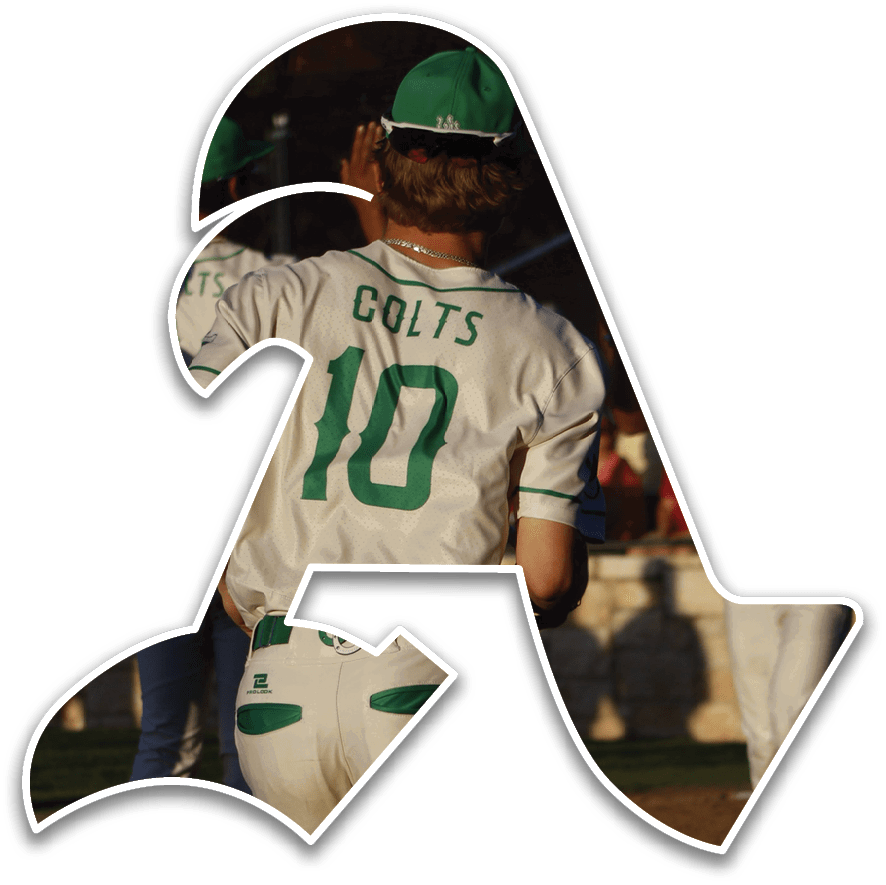 A group of baseball players wearing green and white uniforms are standing on a field. AI generated content