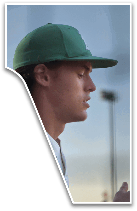 A man wearing a green hat and a white shirt is sitting down. AI generated content