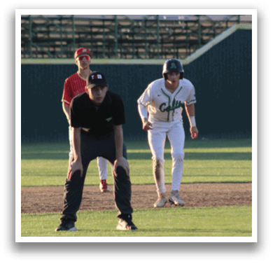 Three people are playing baseball on a field. One person is wearing a red shirt and a black hat, another person is wearing a white shirt and a black hat, and the third person is wearing a white shirt and a green hat. They are all standing on the field, ready to play. AI generated content