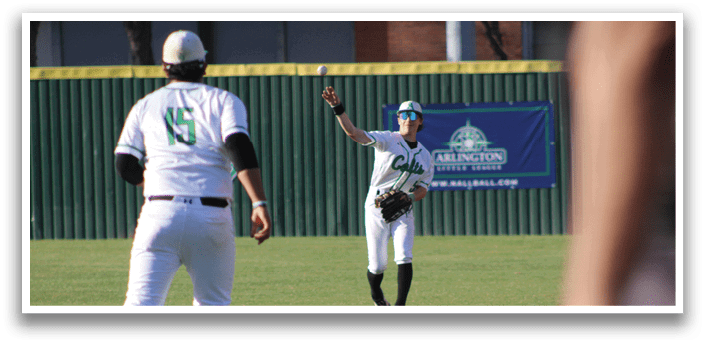 Two baseball players on a field, one catching a ball and the other running. AI generated content