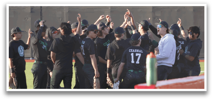 A group of baseball players are huddled together on the field, celebrating their win. AI generated content