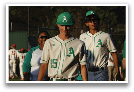 Three baseball players wearing green and white uniforms are walking on a field. AI generated content
