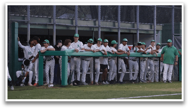 A group of people are standing on a field, some of them wearing baseball uniforms. AI generated content