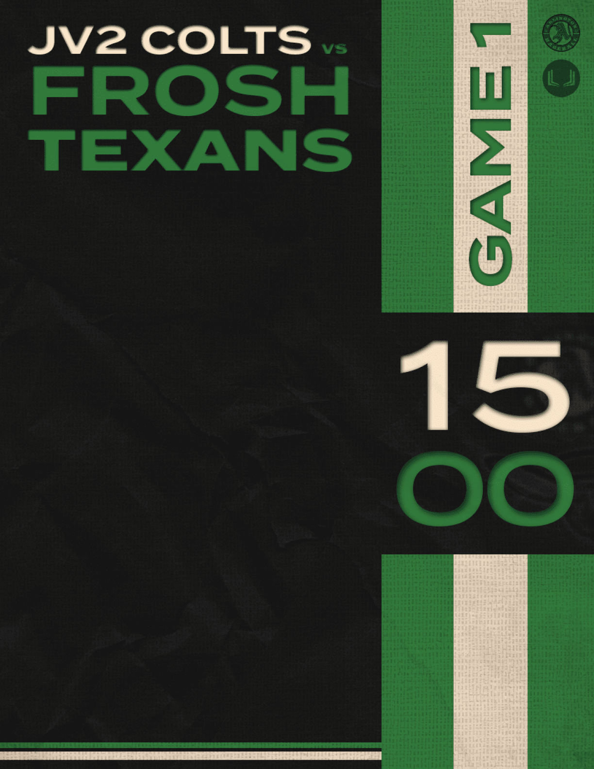 A poster advertising a football game between the JV2 Colts and the Fresh Texas. AI generated content