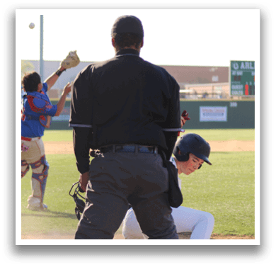 A baseball player slides into home plate while the catcher tries to tag him out. AI generated content