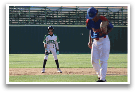 Two baseball players are on the field, one holding a baseball glove and the other wearing a green and white uniform. AI generated content