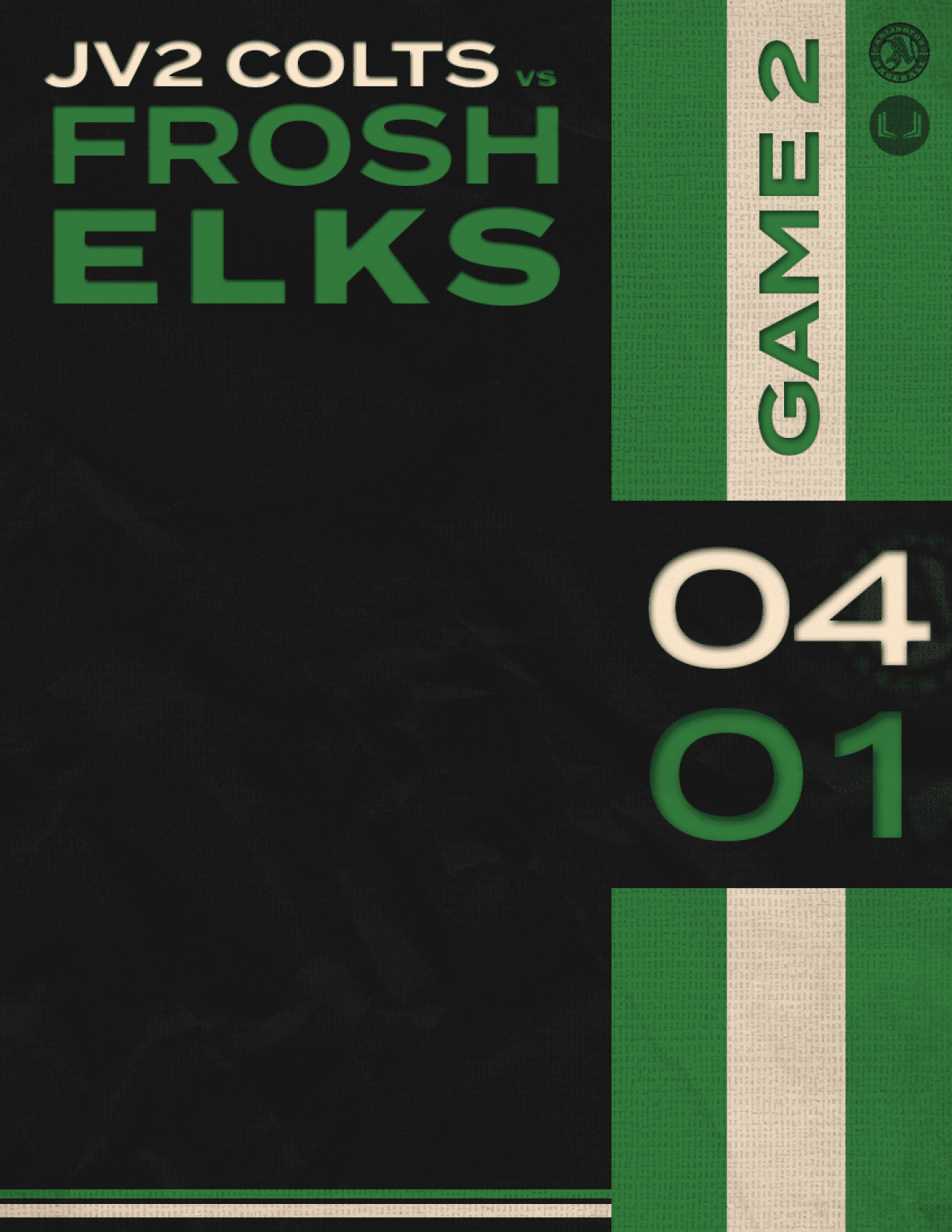 A green and white poster for a football game. Description generated by AI