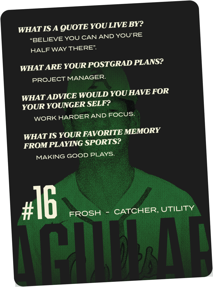 A green and white poster with a man's face on it. Description generated by AI