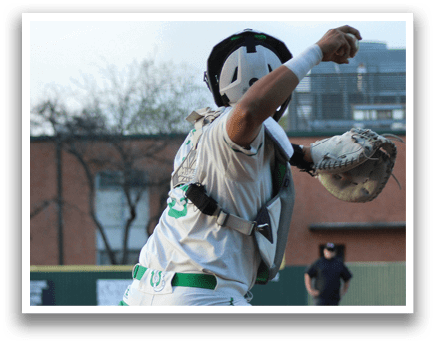 A baseball player is swinging his bat. Description generated by AI