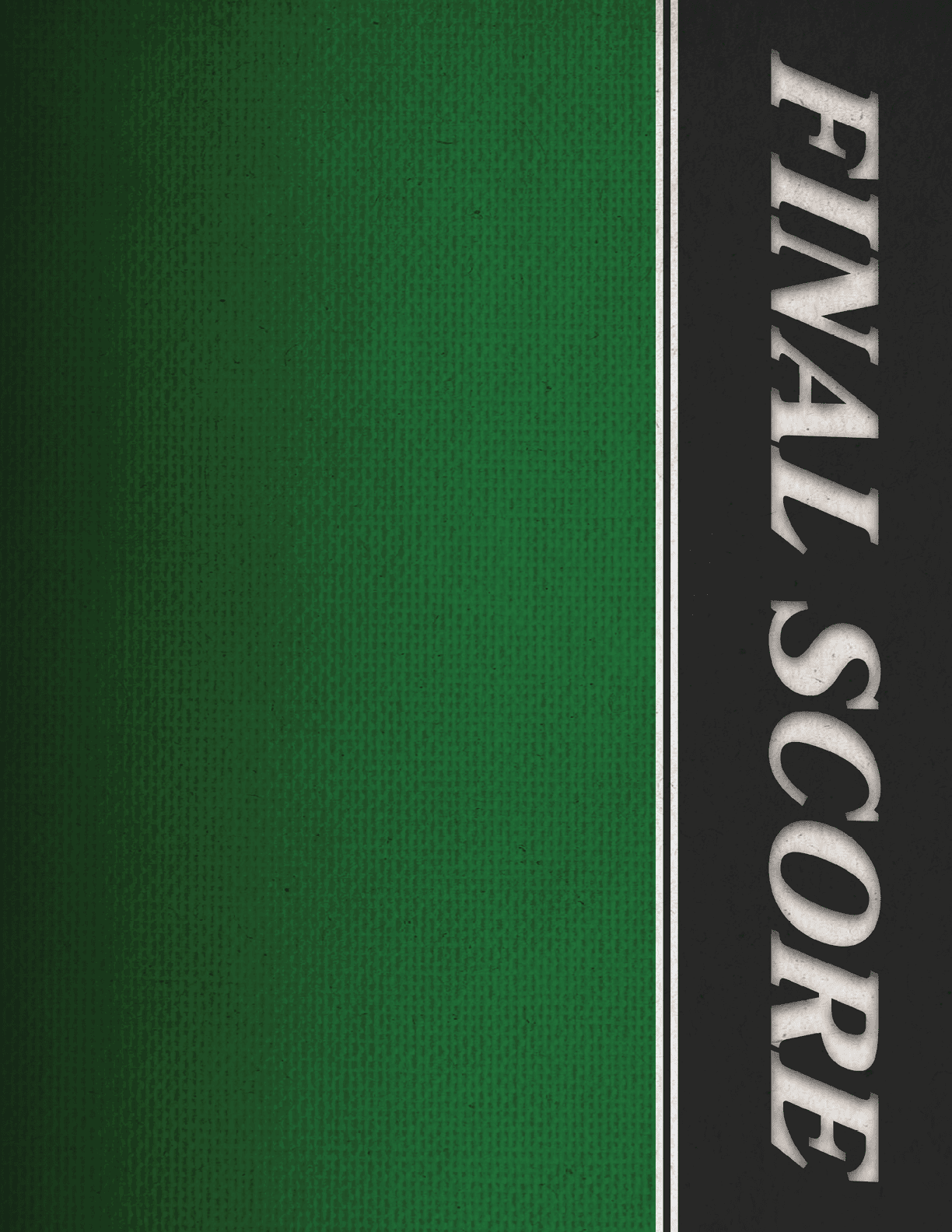 A green and black striped banner with the words “Final Score" written on it. AI generated content