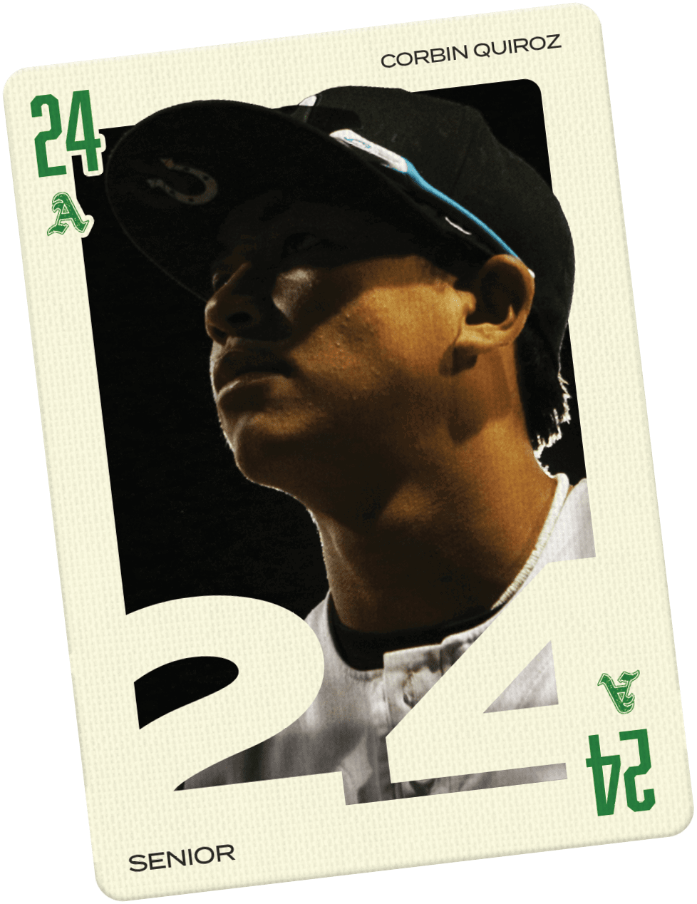 A baseball player wearing a white jersey with the number 24 on it. Description generated by AI