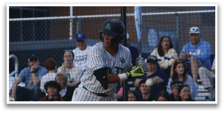 A baseball player is swinging a bat. Description generated by AI