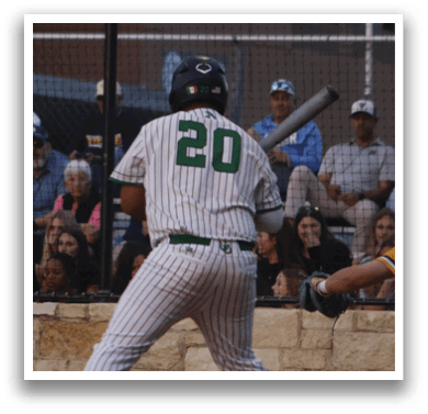 A baseball player is swinging a bat. Description generated by AI
