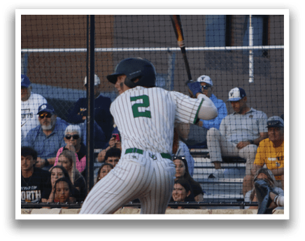 A baseball player is swinging a bat. Description generated by AI