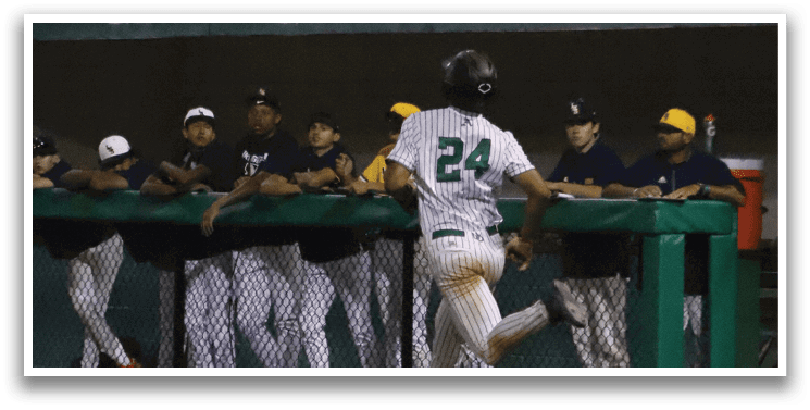 A baseball player wearing a number 24 jersey. Description generated by AI