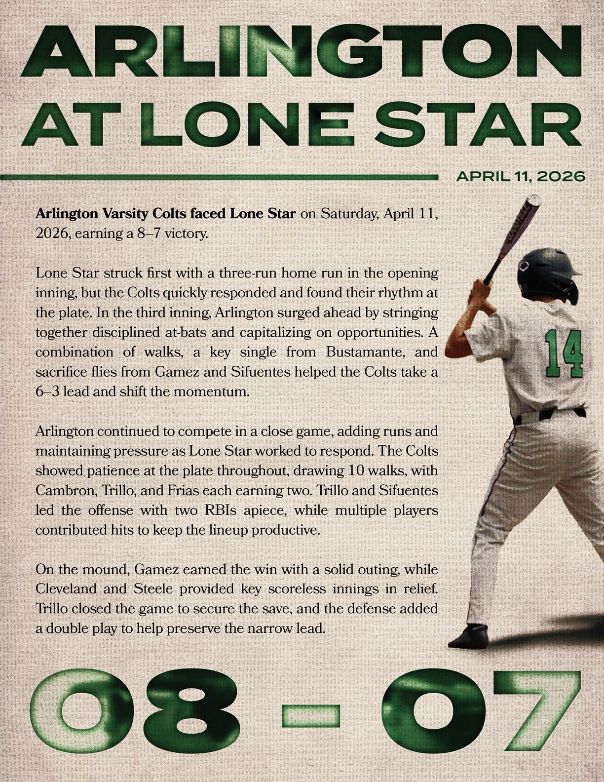 A baseball player is holding a bat and is ready to hit the ball. Description generated by AI