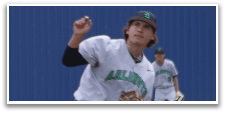 A baseball player is standing on the pitcher's mound. Description generated by AI