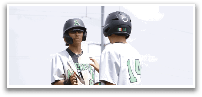 A baseball player wearing a green and white uniform. Description generated by AI