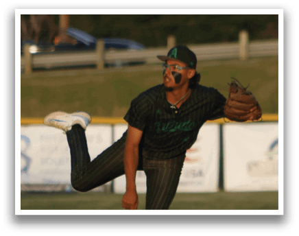 A baseball player is pitching a ball. Description generated by AI