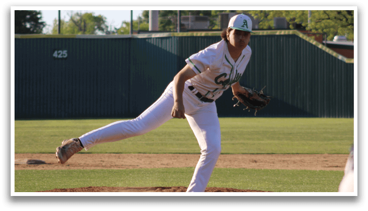 A baseball player is pitching a ball. Description generated by AI