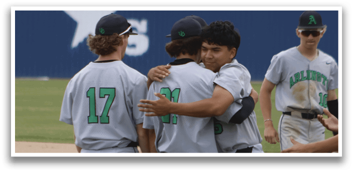 Baseball players on a field. Description generated by AI
