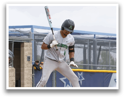 A baseball player is swinging a bat. Description generated by AI