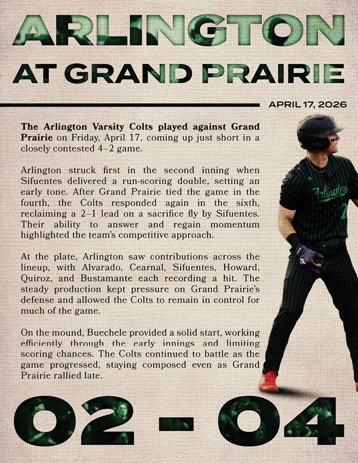 A baseball player is swinging a bat. Description generated by AI