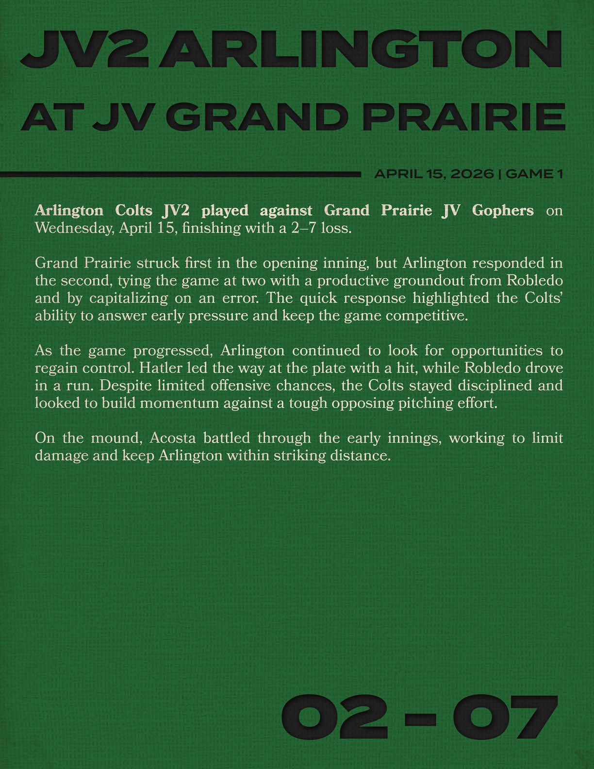 Green and white sign with black writing. Description generated by AI
