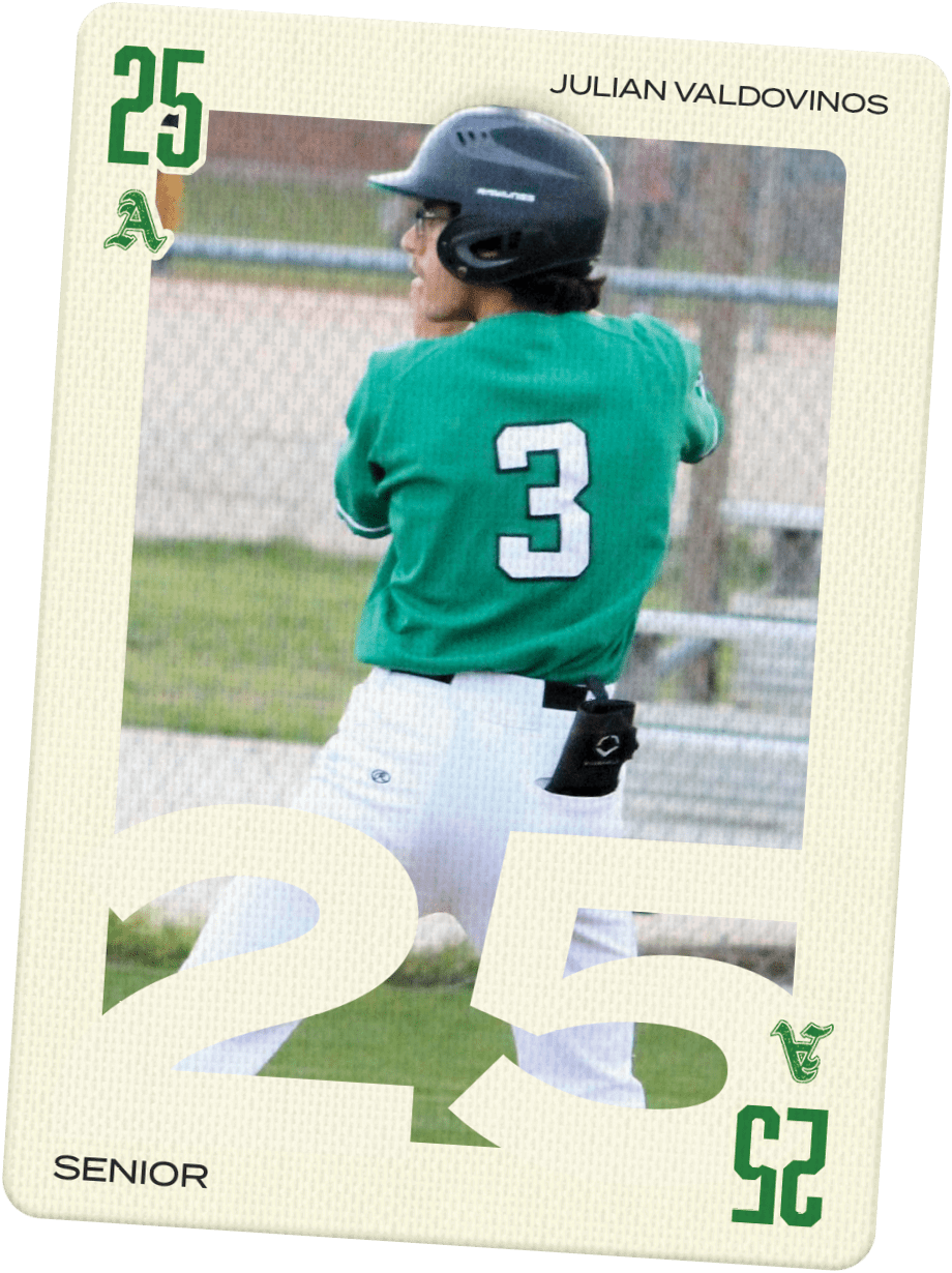 A baseball player wearing a green jersey with the number 35. Description generated by AI