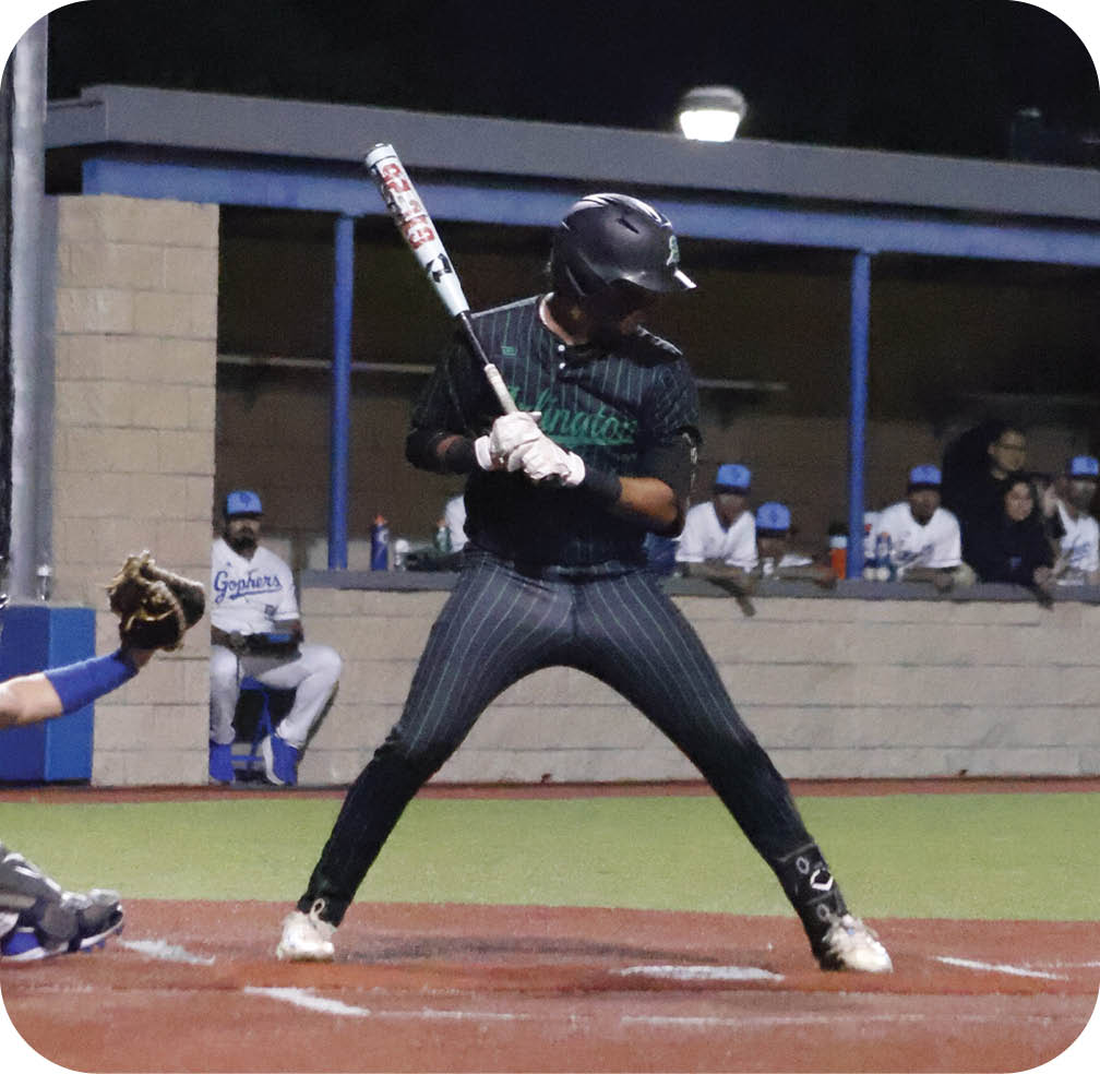 A baseball player is swinging a bat. Description generated by AI