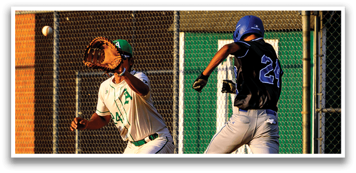 A baseball player is sliding into a base. Description generated by AI