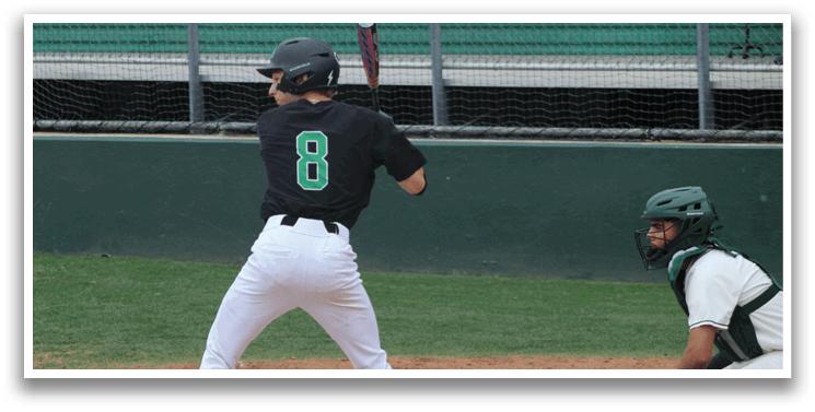 A baseball player is swinging a bat at a ball. Description generated by AI
