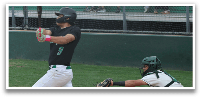 A baseball player is swinging a bat. Description generated by AI