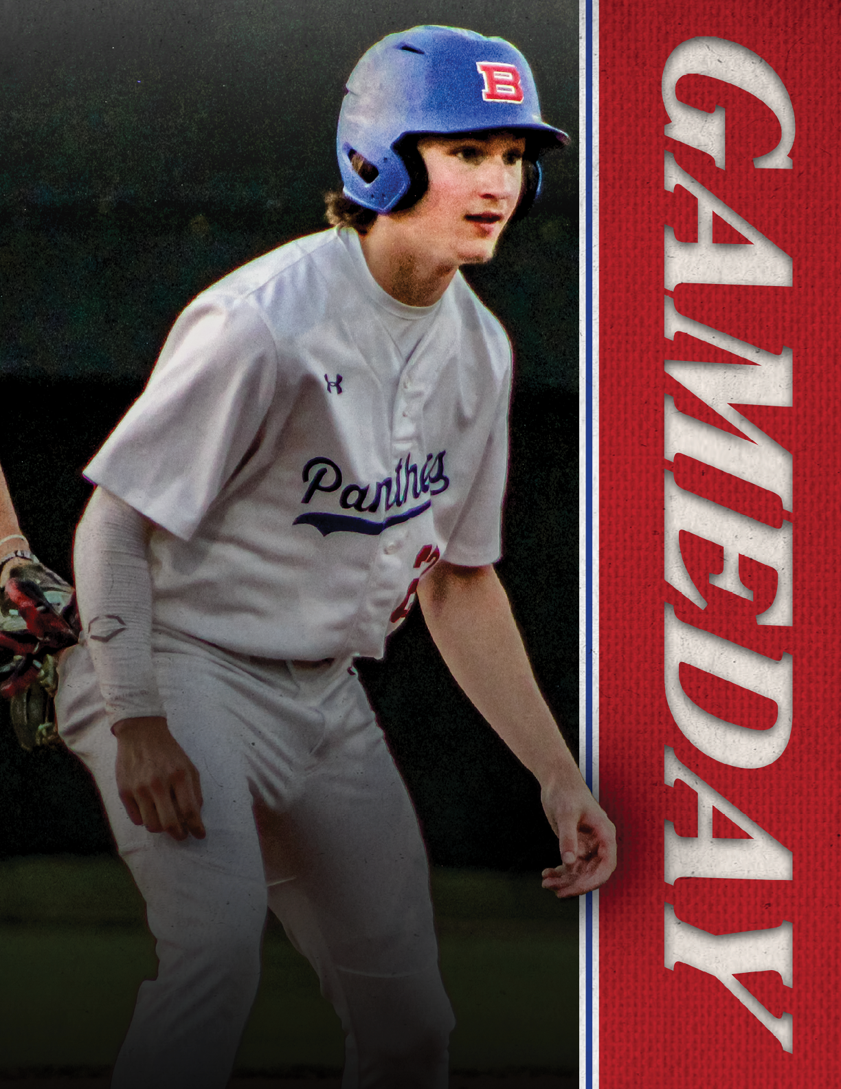 A baseball player in a black shirt and white pants is in a crouched position, holding a baseball glove. AI generated content