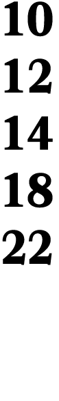 10 12 14 18 22 