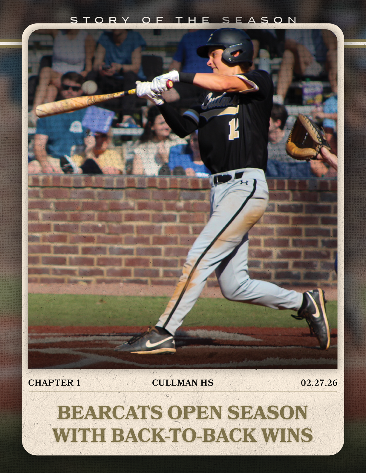 A baseball player is swinging a bat on a field. AI generated content