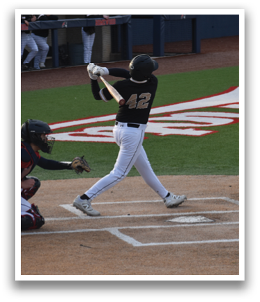A baseball player is swinging a bat at a ball during a game. AI generated content