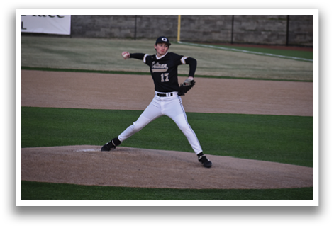 A baseball player in a black and white uniform is on the mound, preparing to throw the ball. AI generated content