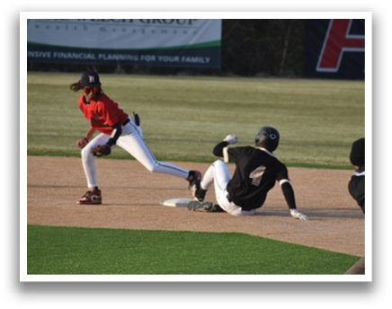 A baseball player slides into a base while the catcher tries to tag him out. AI generated content