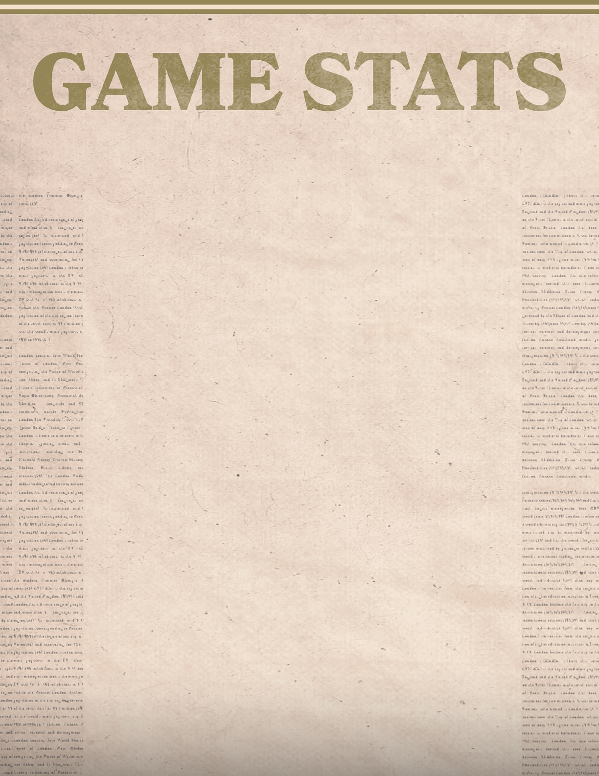 A blank sheet of paper with the words “Game Stats" written at the top. AI generated content