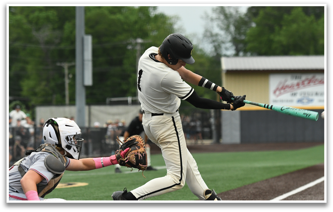 A baseball player is swinging a bat. Description generated by AI