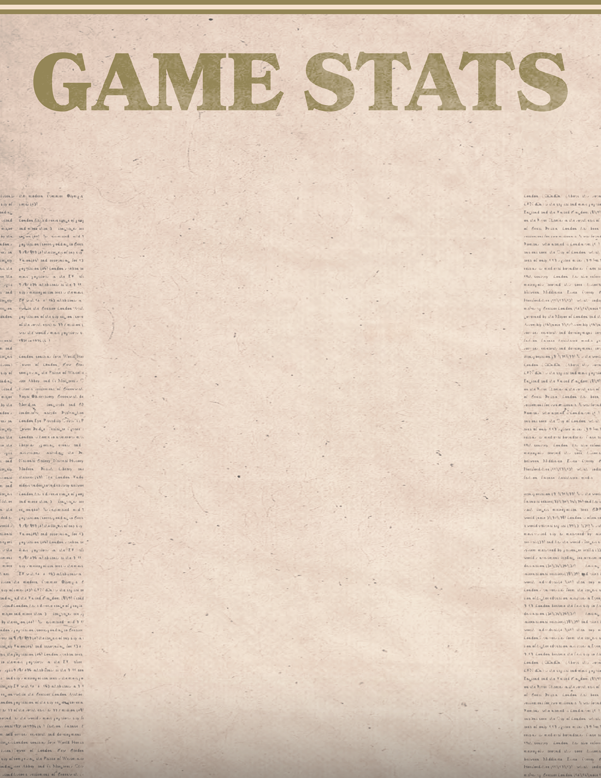A blank sheet of paper with the words “Game Stats" written at the top. AI generated content