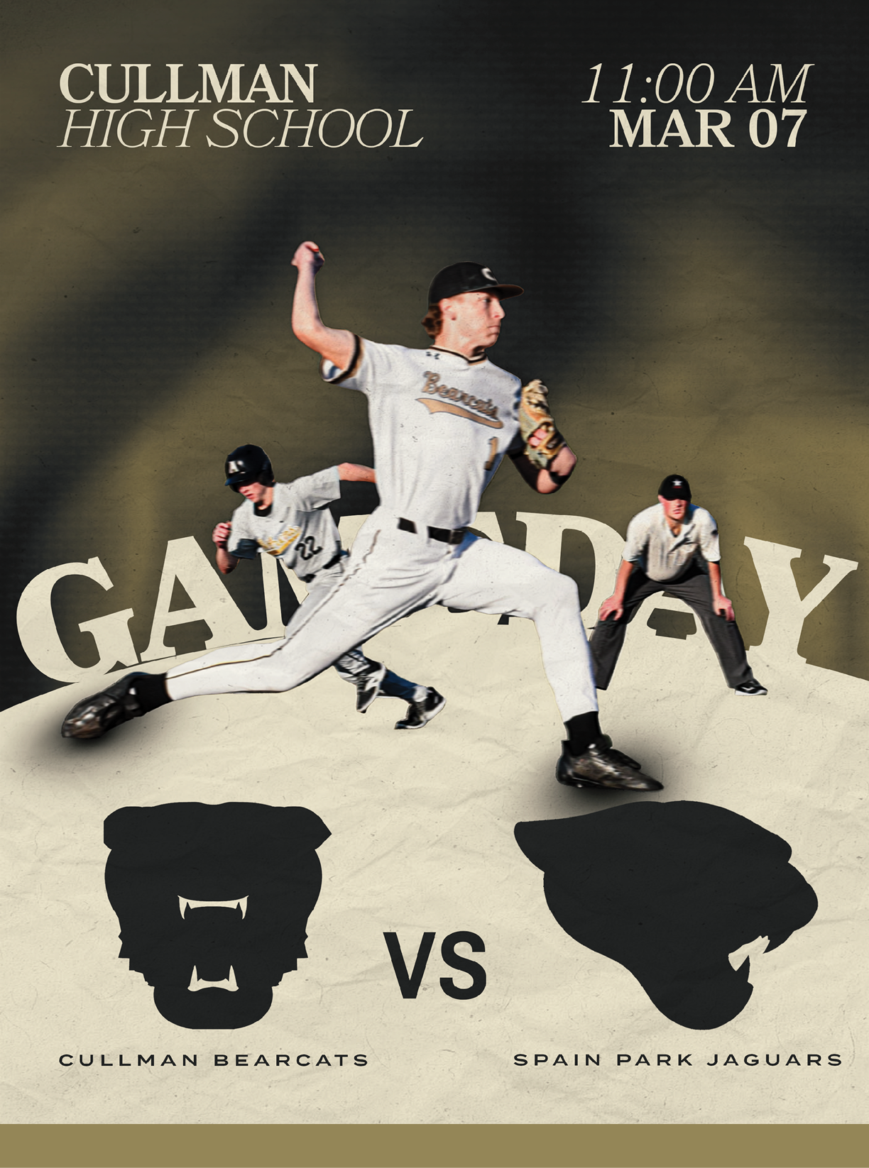 Two posters advertise a basketball game between Homewood High School and Cullman High School. AI generated content