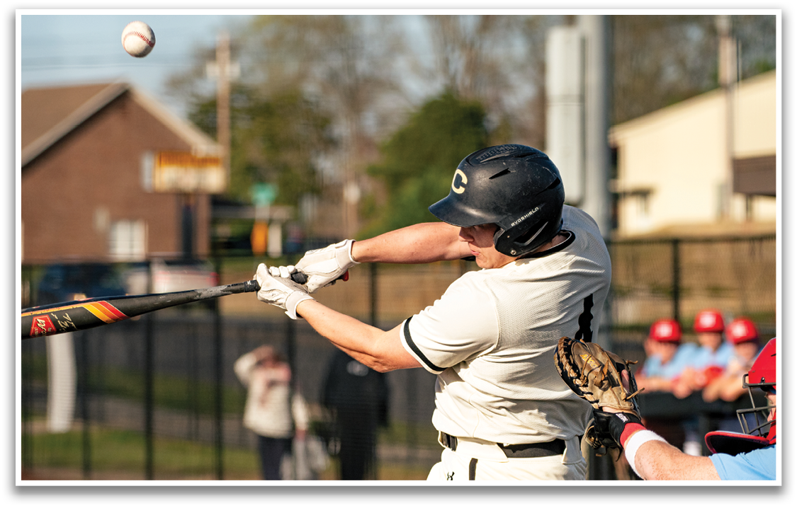 A baseball player is swinging a bat at a ball. AI generated content